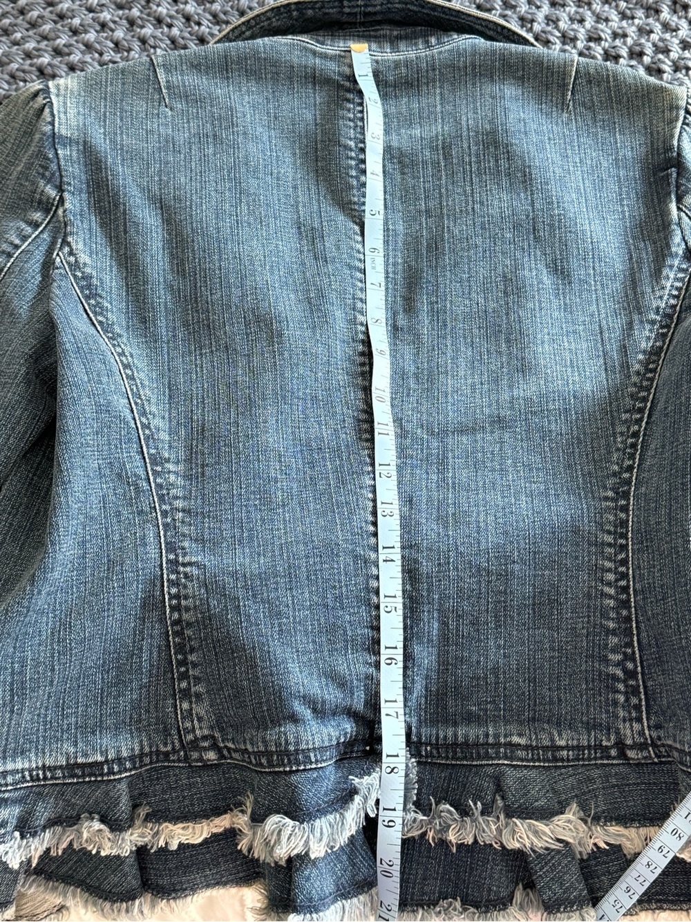 Laundry by Shelli Segal Y2K Denim Ruffle Jacket Size 10 - Picture 15 of 16